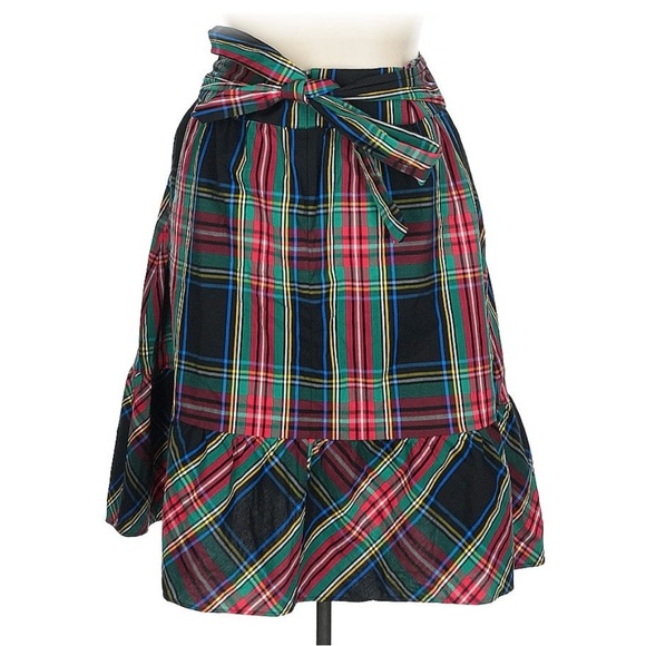 J. Crew Vibrant Plaid A-Line Midi Skirt Sz 8 - Picture 2 of 4